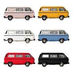 Sticker - Old campervan png sticker, transparent background set