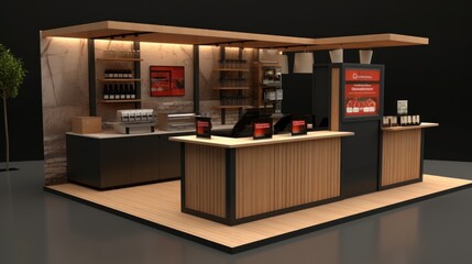 Wall Mural - Modern Cafe Kiosk Design