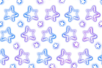 Canvas Print - Neon doodle star pattern png background