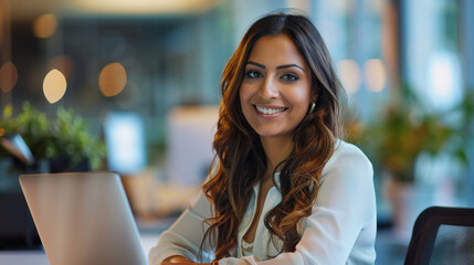 Wall Mural - Young indian female corporate employee smiling