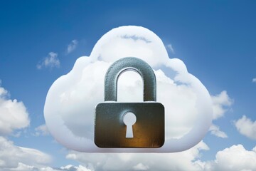 Poster - A cloud with a padlock attached, symbolizing online security and protection of personal information, How does online security protect your personal information in the cloud?