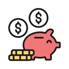 Wall Mural - Start saving money with the piggy bank for financial security and growth