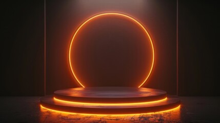 Wall Mural - Neon Circle and Platform