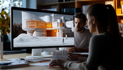 Collaborative Architectural Planning: Teamwork with Digital and Physical Models, collaborative architectural planning session with both digital and physical models