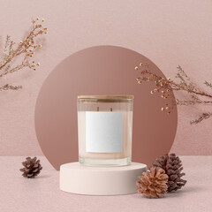 Poster - Aroma candle mockup png, transparent label design, home spa product packaging