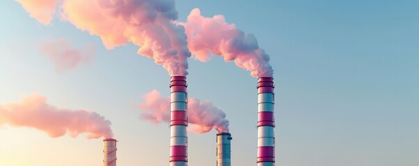 Factory skyline with smokestacks at dusk, indicating industrial growth driven by high oil prices