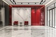 © Nestor - A large room with a red wall and white marble floor