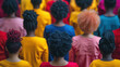 © khonkangrua - A back view of a group of women with diverse hairstyles, standing together in colorful clothing, showcasing unity and diversity.