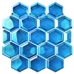 Poster - Abstract background of blue glass hexagons forming a honeycomb pattern
