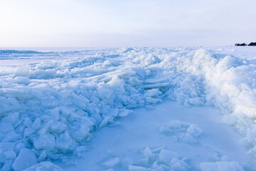 Wall Mural - Winter landscape photo with frozen Baltic Sea on a winter day