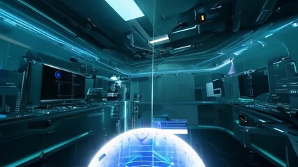 Poster - A human brain hologram is displayed in a cutting-edge laboratory, showcasing advanced technology and research capabilities.