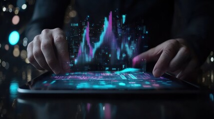 Poster - Person Interacting with Digital Data on Tablet