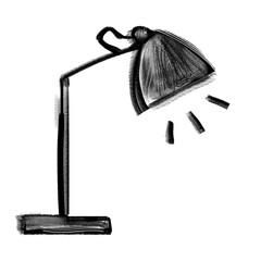 Canvas Print - Desk lamp png sticker, furniture doodle, transparent background