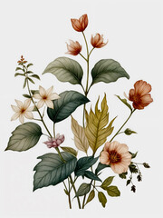 Wall Mural - flowers and leaves