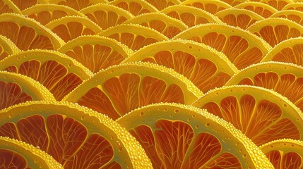 Poster -   A group of orange oranges with water droplets arranged in a pattern