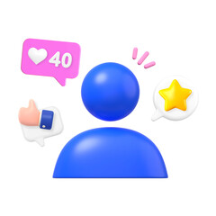 Sticker - PNG 3D social media interaction, element illustration, transparent background