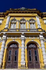 historic yellow house (detail) in petropolis, rio de janeiro, brazil