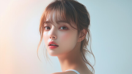Poster - 美肌の若くて可愛いアジア人女性モデルの美容ポートレート｜日本、韓国、中国