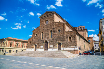 Wall Mural - A view across the cathedral in Popolo square in Faenza, Italy  in summertime