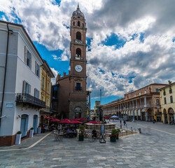 Sticker - A view along the Popolo square in Faenza, Italy  in summertime