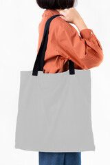 Wall Mural - Woman with a tote bag transparent png