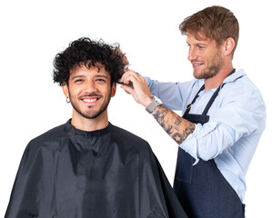 Wall Mural - Png Men’s barber shop mockup with hairstylist jobs and career campaign