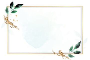 Wall Mural - Aesthetic rectangle frame png clipart, gold botanical glittery design