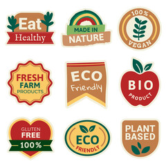 Canvas Print - Png organic products badges set for food marketing campaigns