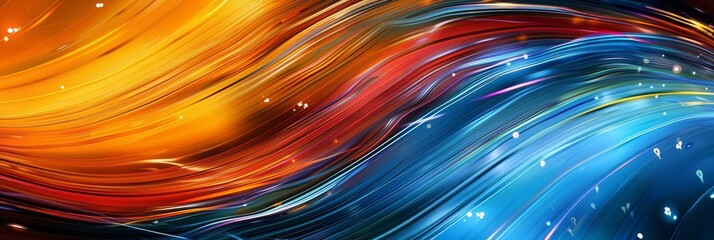Wall Mural - vibrant abstract swirl of fiery redorange and cool blue colors with dynamic composition