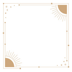 Wall Mural - Aesthetic astronomy png frame, gold line art style for journal decoration, transparent background