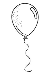 Wall Mural - Balloon png doodle sticker, black & white illustration, transparent background