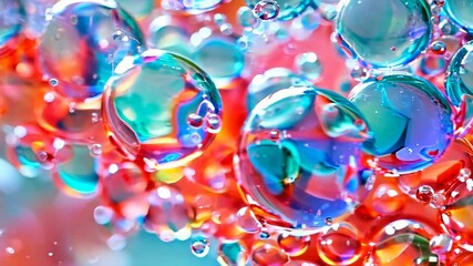 Wall Mural - Colorful soap bubbles rising to the surface.