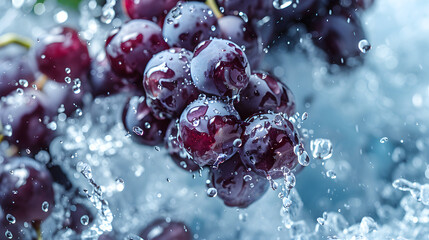 Canvas Print - grapes with water splash