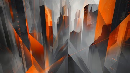 Poster - abstract background wallpaper, geometric orange and grey colors. modern business pattern featuring t