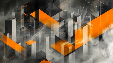 Poster - abstract background wallpaper, geometric orange and grey colors. modern business pattern featuring t