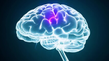 Poster - A hologram of a human brain is showcased in a cutting-edge laboratory, highlighting ongoing neuroscience research and innovative technology.