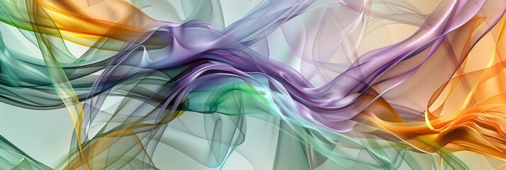 Wall Mural - vibrant abstract image featuring flowing colorful silk waves, blending various hues in a dynamic des