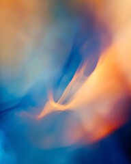 Poster - Abstract pastel background wallpaper, blurred blue and orange color gradient, with smooth curves, a shallow depth of field, soft lighting, a beautiful composition