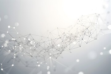 Poster - Abstract background with interconnected dots and lines, representing digital network connection or global communication technology concept, white space in center for text. Big data visualization vecto