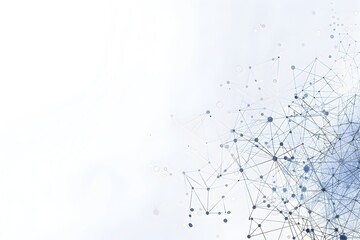 Poster - Abstract technology background with interconnected dots and lines, forming digital network or global connectivity concept. grey blue colors. white space in the middle for tex
