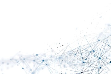 Poster - Abstract technology background with network connection dots and lines on white, vector illustration, web banner design template for digital business concept, stock photo, copy space at the center of t