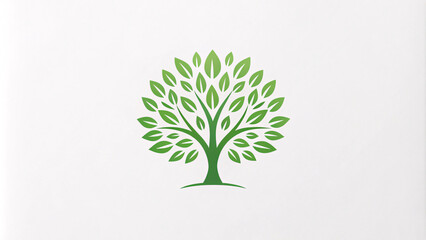 Wall Mural - ultra minimalist line creating tree icon logo, for natural business green ecology concept, isolated