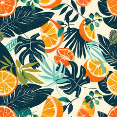 seamless pattern background with summer fruits