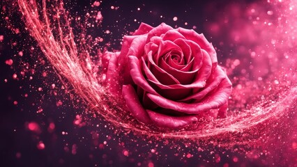 Sticker - red rose background