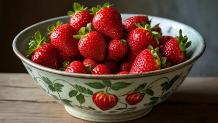 Wall Mural -  Fresh strawberries in a decorative bowl ready to be enjoyed