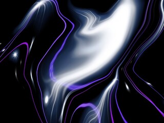 Wall Mural - Abstract glowing curved background, wavy blue purple blurred texture on black background