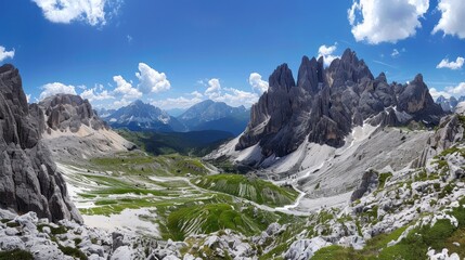 Wall Mural - Mountain Valley Landscape with Majestic Peaks