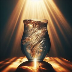 Wall Mural - Sun rays passing through a glass vase filled with water creating