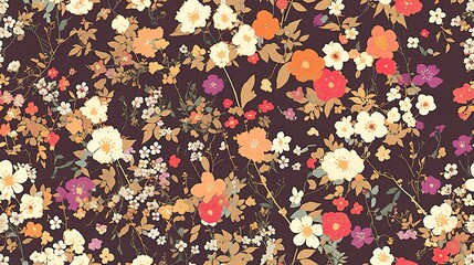 Wall Mural - Floral seamless pattern featuring vibrant and immersive plant elements