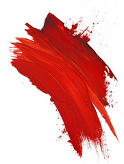 Wall Mural - A red brush stroke on a white background. The brush stroke is thick and bold, creating a sense of movement and energy. The red color of the brush stroke is vibrant and eye-catching